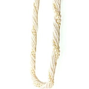 VTG Lee Sands Torsade Necklace 24" White Freshwater Pearls & Seed Beads